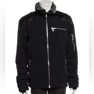 Toni Sailer Men's Ski Jacket Dark Blue with Fur Collar Size EU 50.